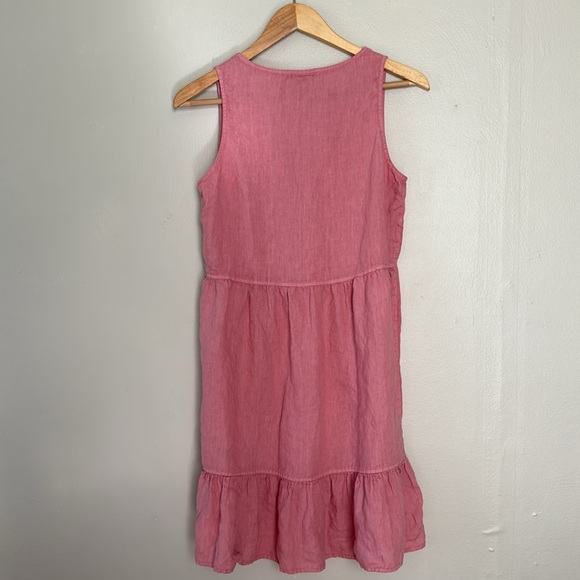 Cynthia Rowley linen Pink Sleeveless Ruffle Hem tiered Dress small - Picture 5 of 6